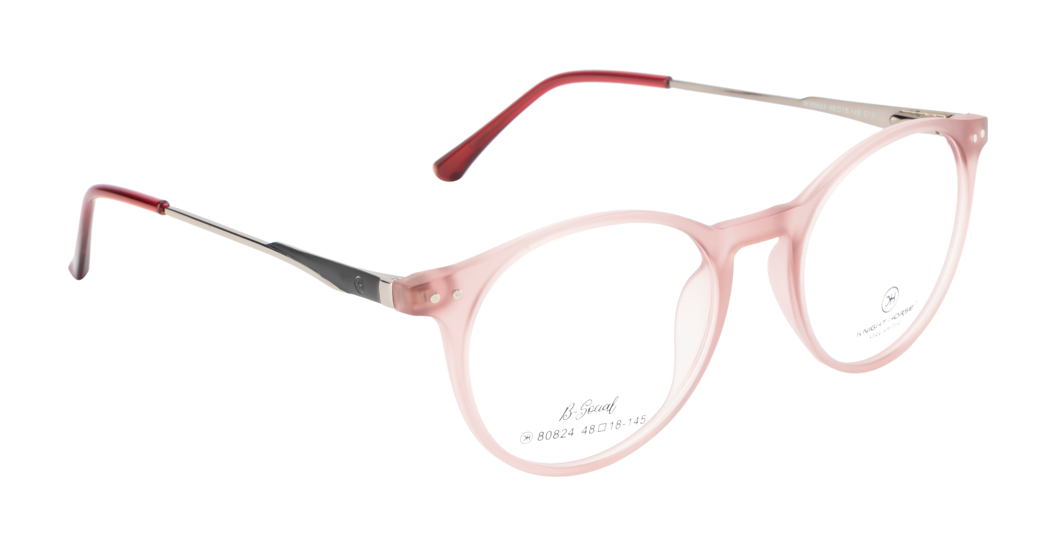 Fashionable Round Eyeglasses - Transparent Red Matte | With Spring | Women