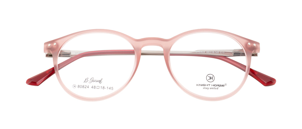 Fashionable Round Eyeglasses - Transparent Red Matte | With Spring | Women
