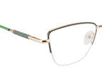 Designer Cat-Eye Eyewear |Green & Gold Elegance