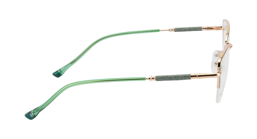 Designer Cat-Eye Eyewear |Green & Gold Elegance