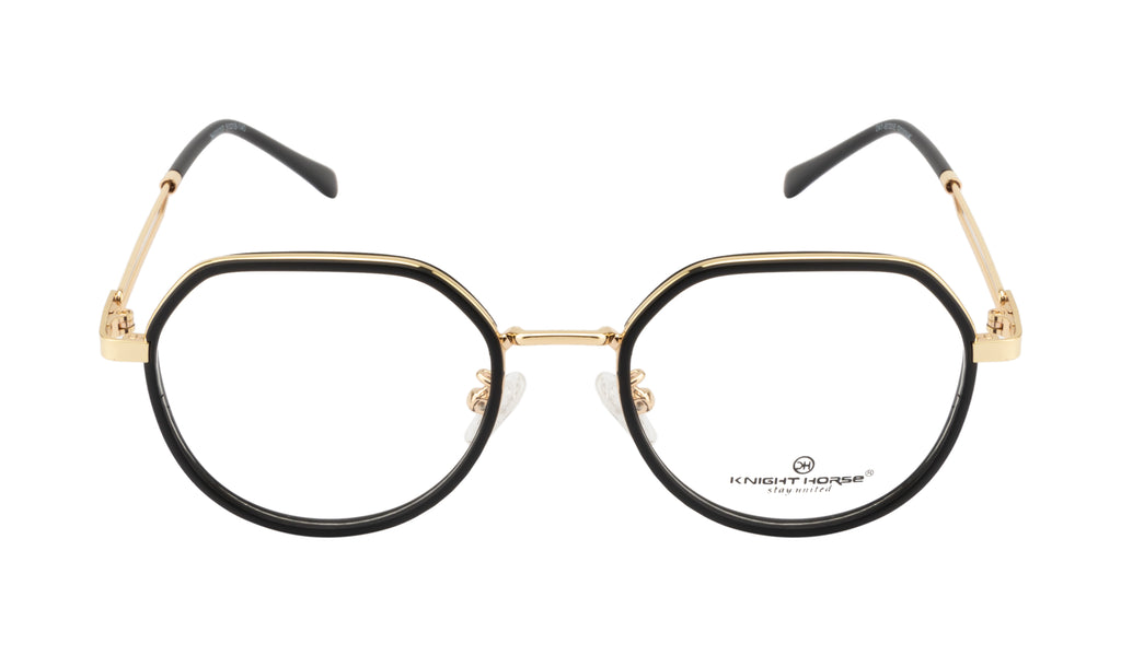 Gold Metal Geometric Frame with Black TR90 Rim