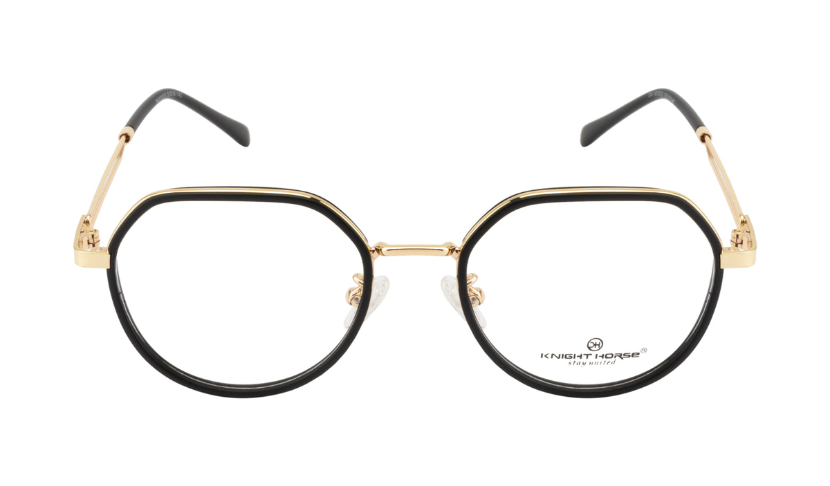 Gold Metal Geometric Frame with Black TR90 Rim