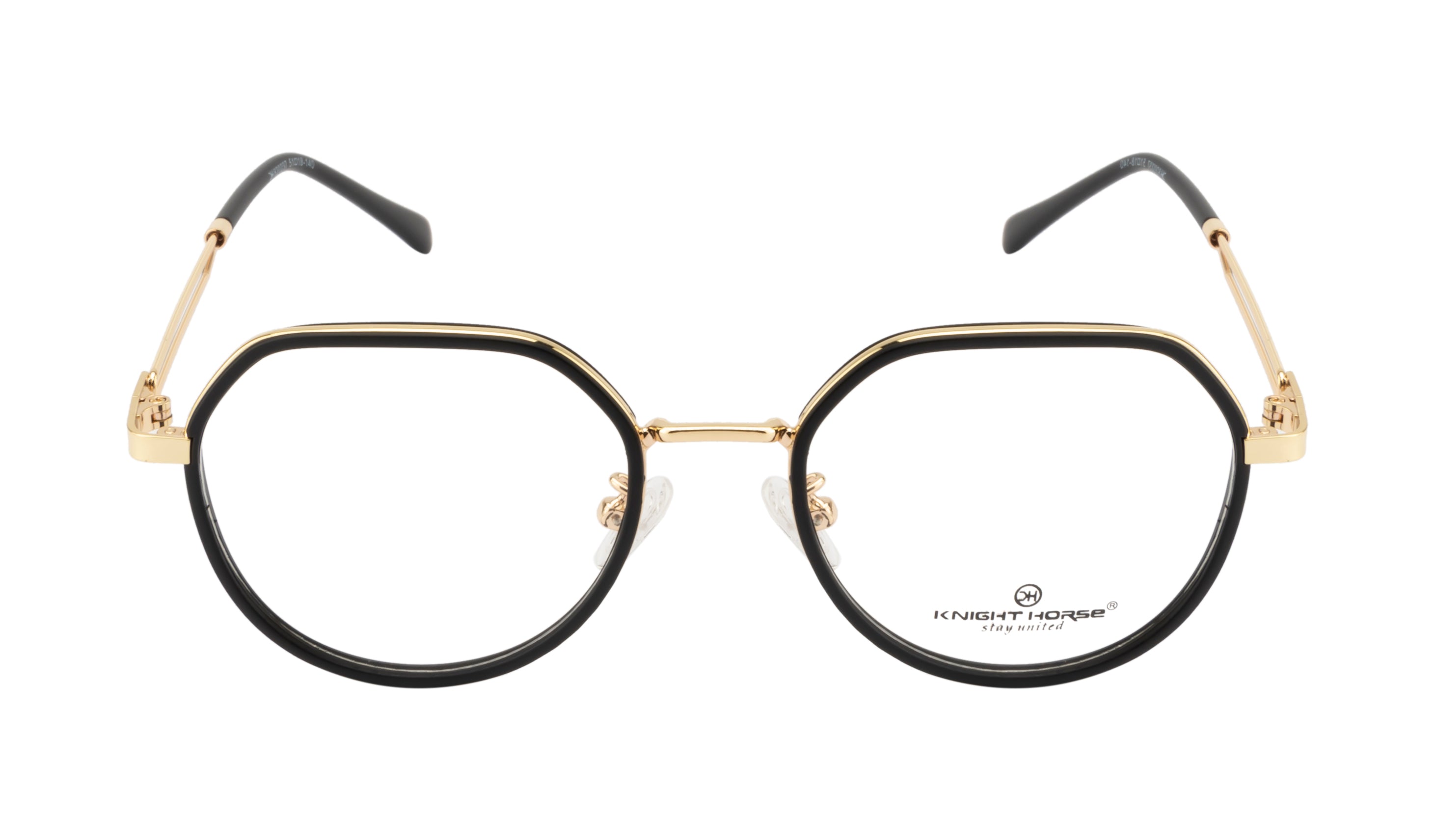 Gold Metal Geometric Frame with Black TR90 Rim