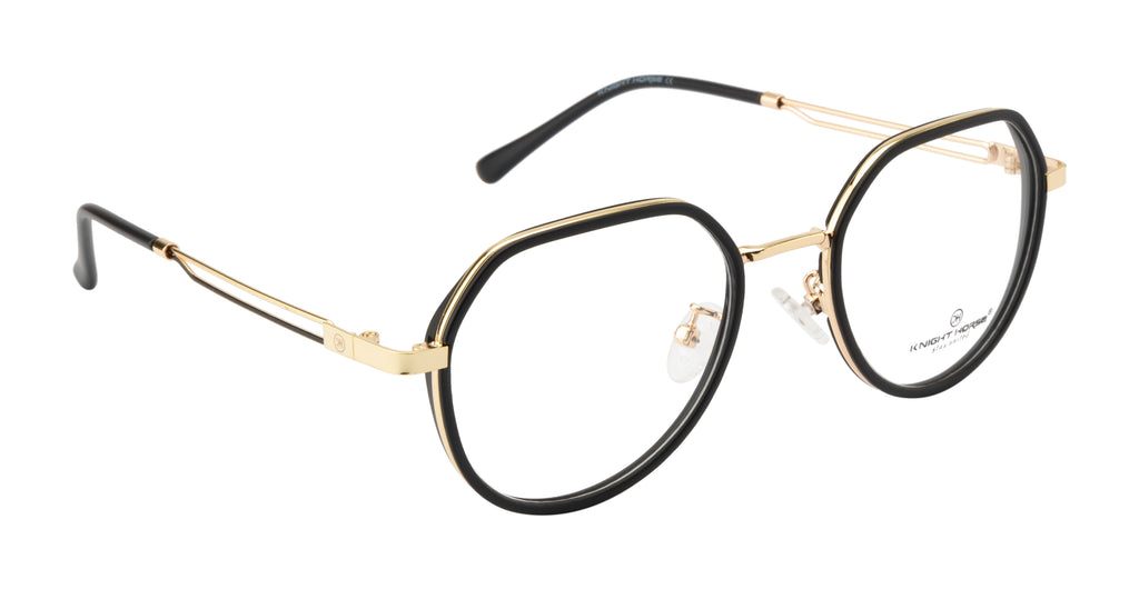 Gold Metal Geometric Frame with Black TR90 Rim