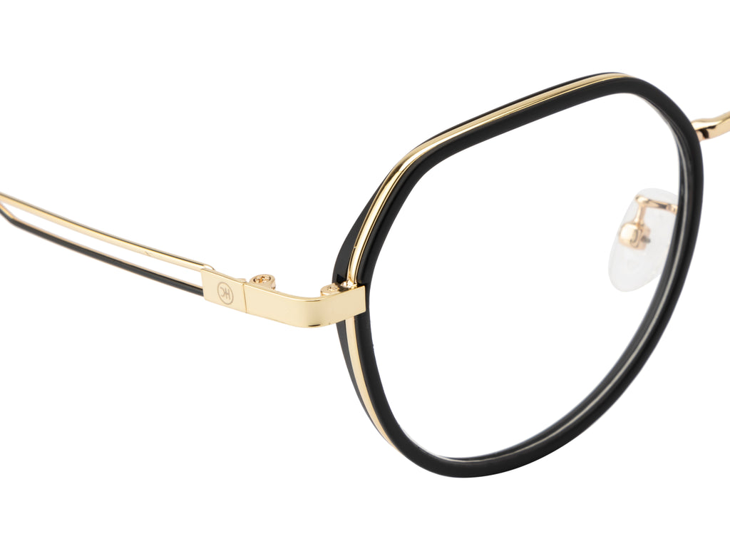 Gold Metal Geometric Frame with Black TR90 Rim