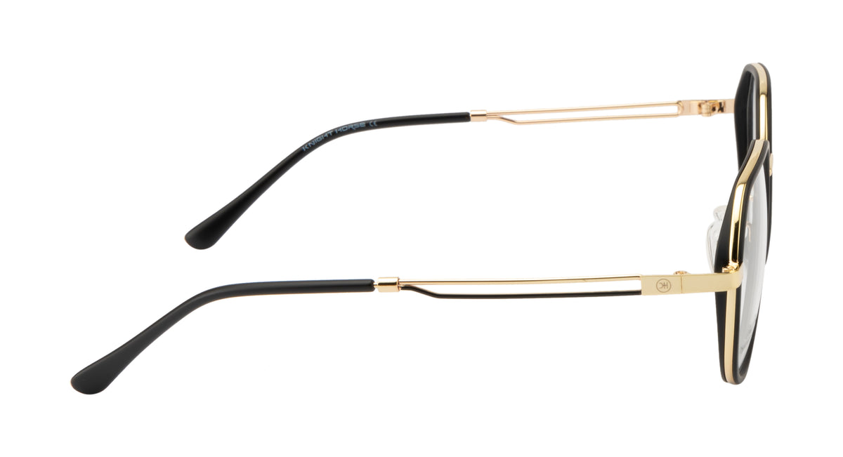 Gold Metal Geometric Frame with Black TR90 Rim