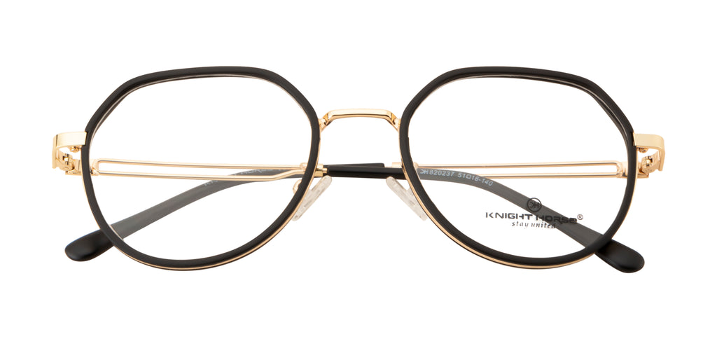 Gold Metal Geometric Frame with Black TR90 Rim
