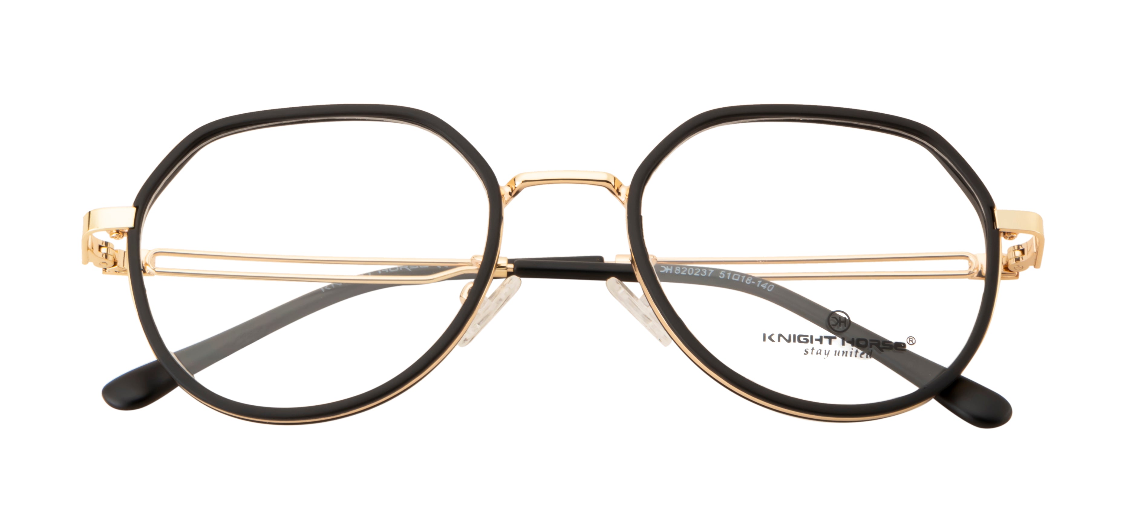 Gold Metal Geometric Frame with Black TR90 Rim