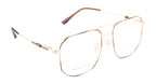 Hexagon-Shaped Gold Metal Eyewear Frame With A Double Bar Design