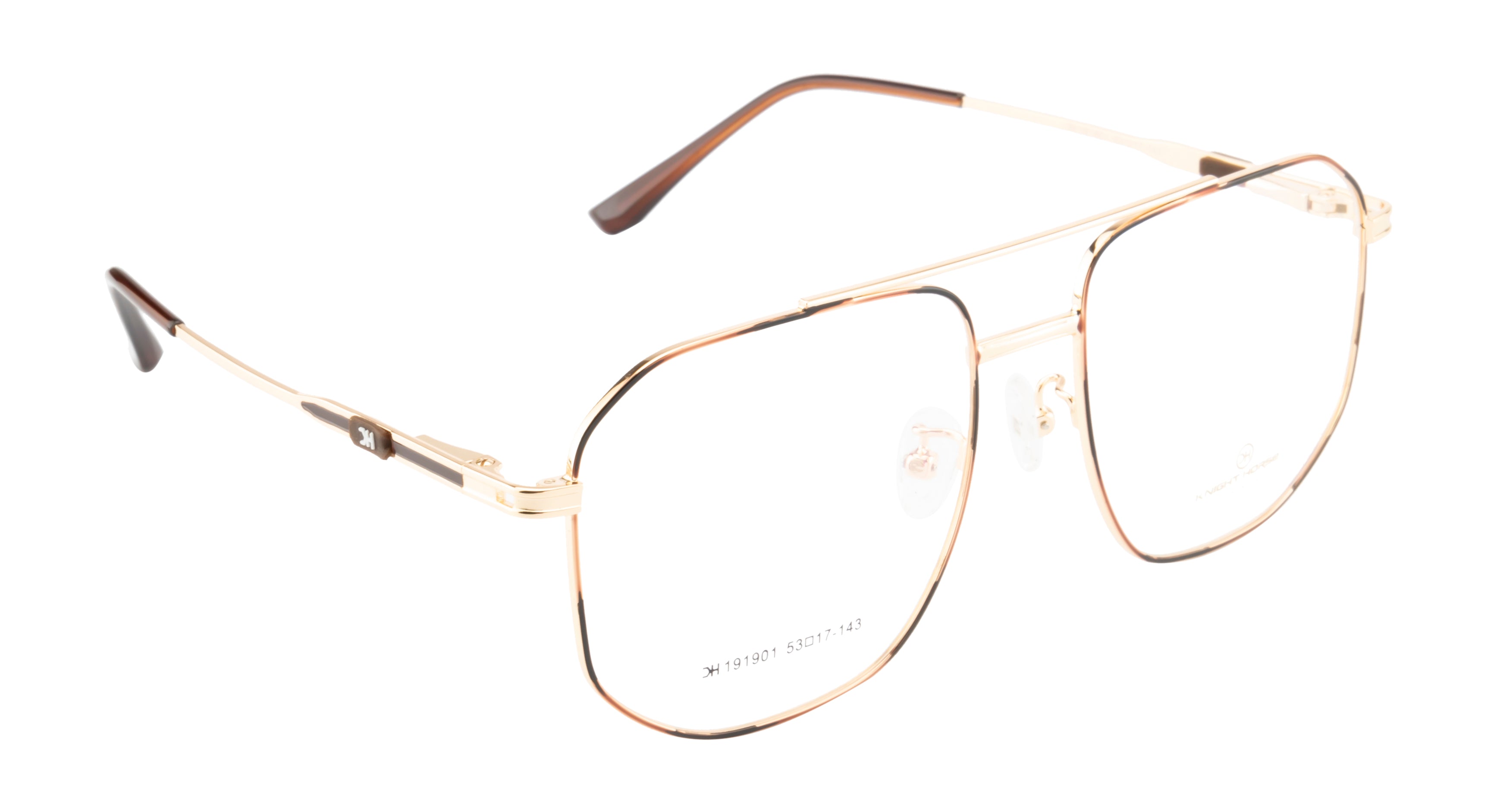 Hexagon-Shaped Gold Metal Eyewear Frame With A Double Bar Design