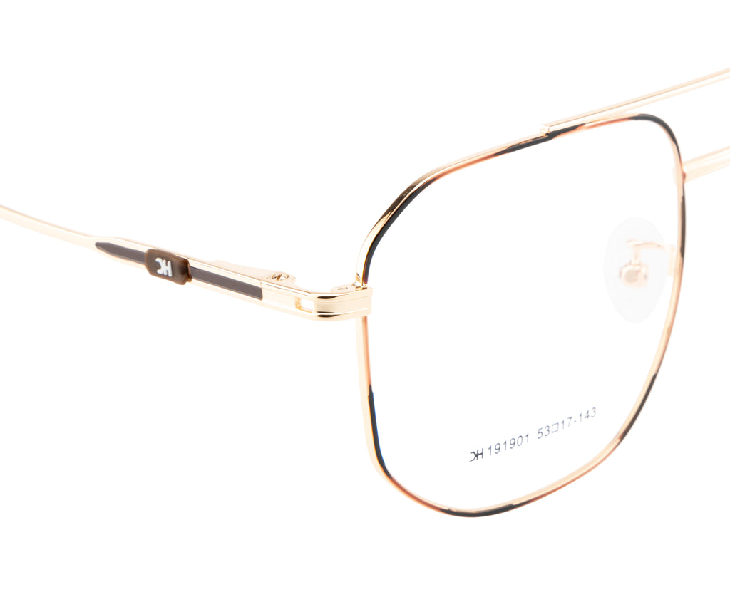 Hexagon-Shaped Gold Metal Eyewear Frame With A Double Bar Design
