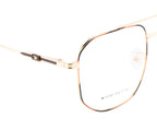 Hexagon-Shaped Gold Metal Eyewear Frame With A Double Bar Design