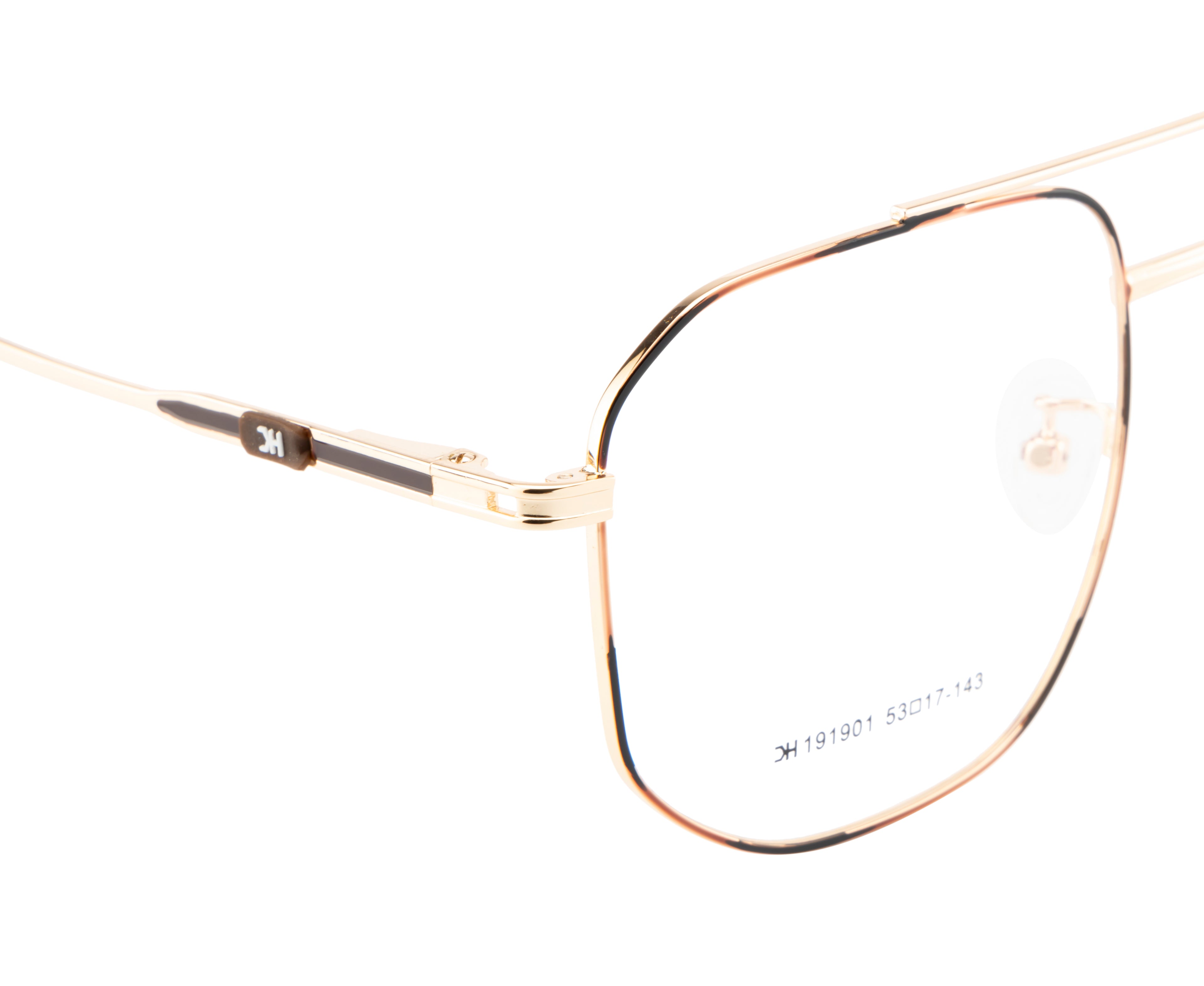 Hexagon-Shaped Gold Metal Eyewear Frame With A Double Bar Design