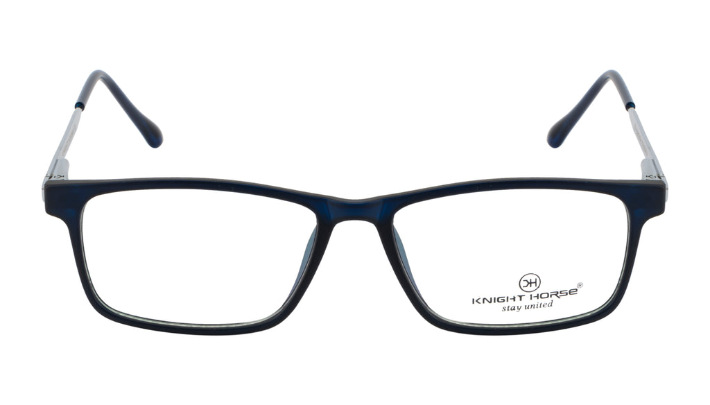 Rectangle Eyeglass Frames | Unisex | Dark Blue | Premium TR & Metal Build |Spring Hinged