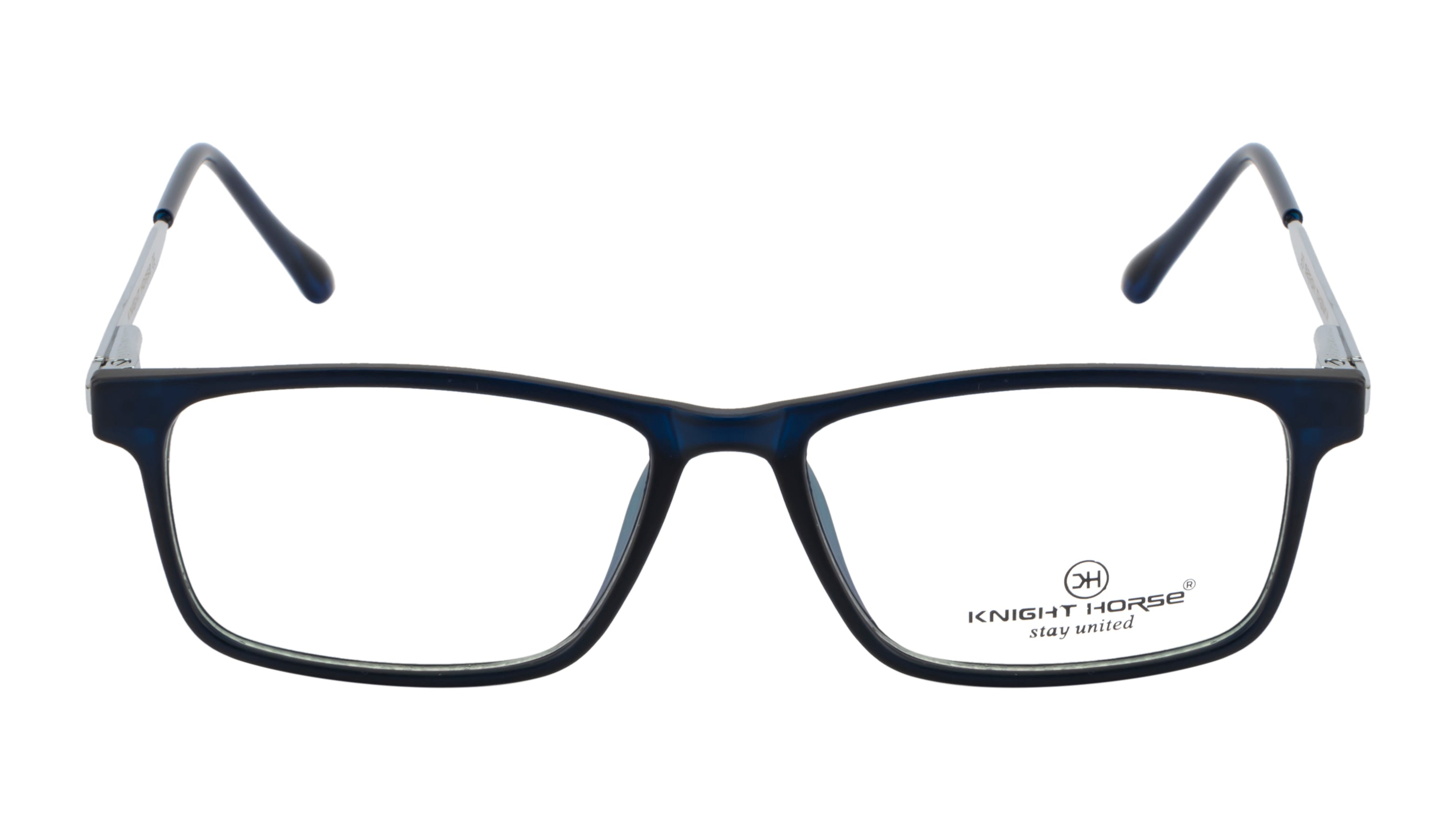 Rectangle Eyeglass Frames | Unisex | Dark Blue | Premium TR & Metal Build |Spring Hinged