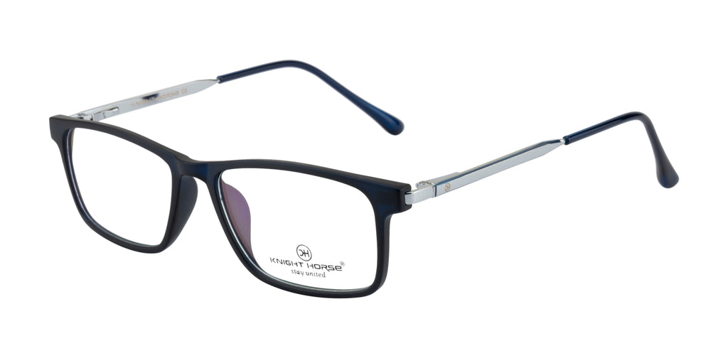 Rectangle Eyeglass Frames | Unisex | Dark Blue | Premium TR & Metal Build |Spring Hinged