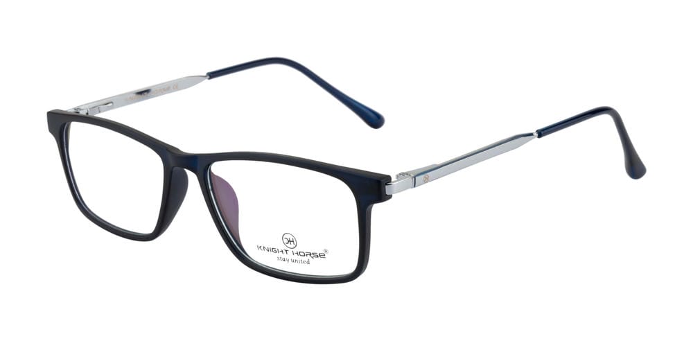 Rectangle Eyeglass Frames | Unisex | Dark Blue | Premium TR & Metal Build |Spring Hinged
