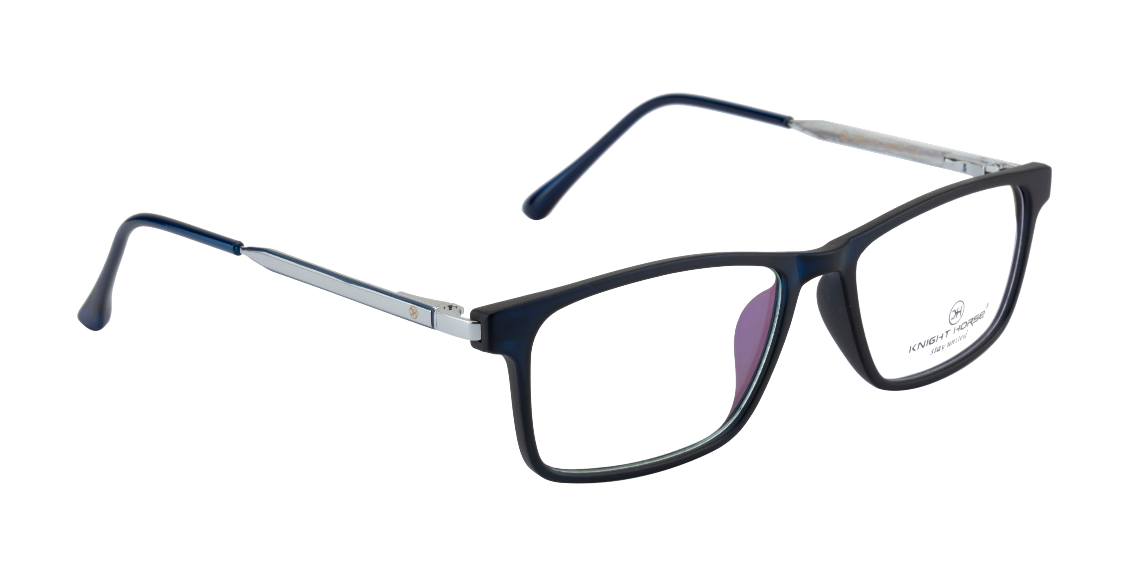 Rectangle Eyeglass Frames | Unisex | Dark Blue | Premium TR & Metal Build |Spring Hinged