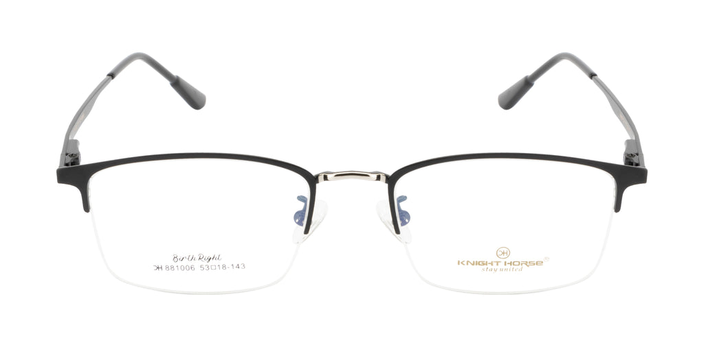 A Rectangular-Shaped Eyewear Metal Frame In Black Color