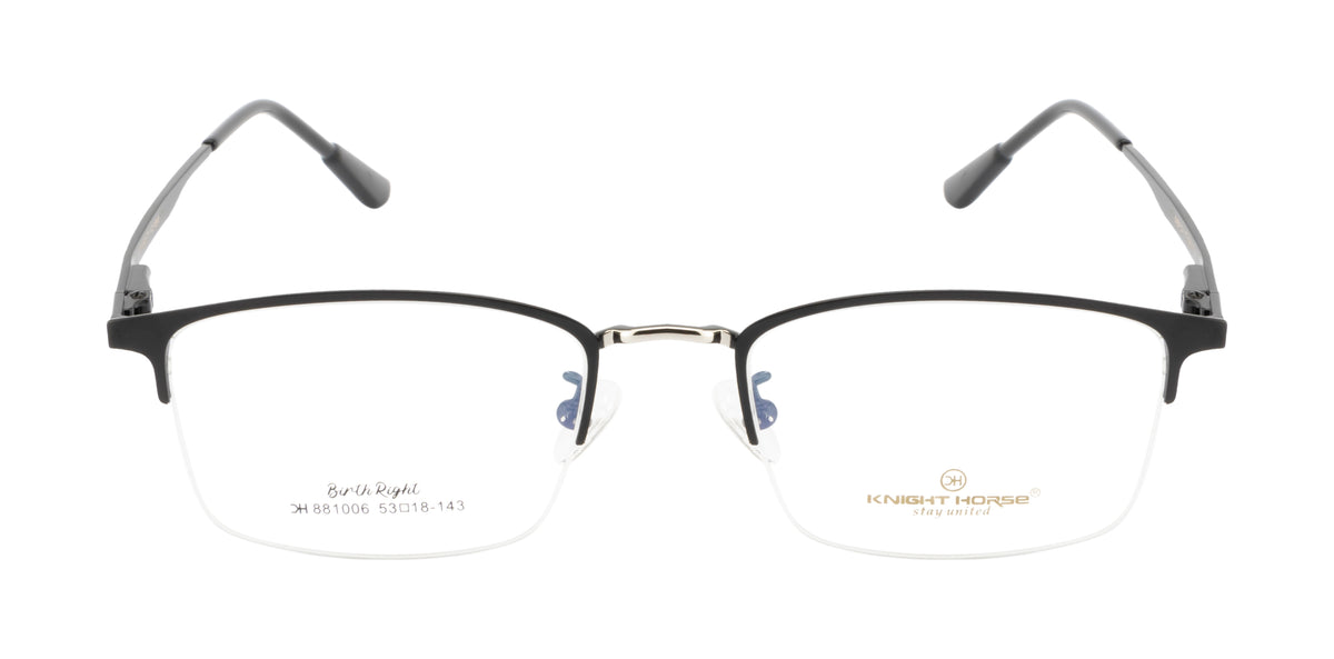 A Rectangular-Shaped Eyewear Metal Frame In Black Color