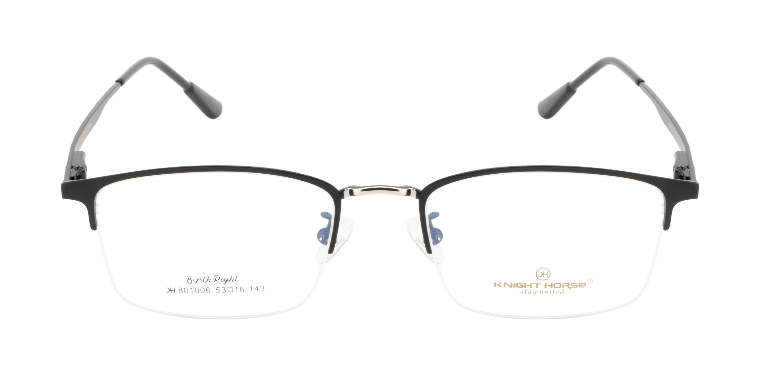 A Rectangular-Shaped Eyewear Metal Frame In Black Color
