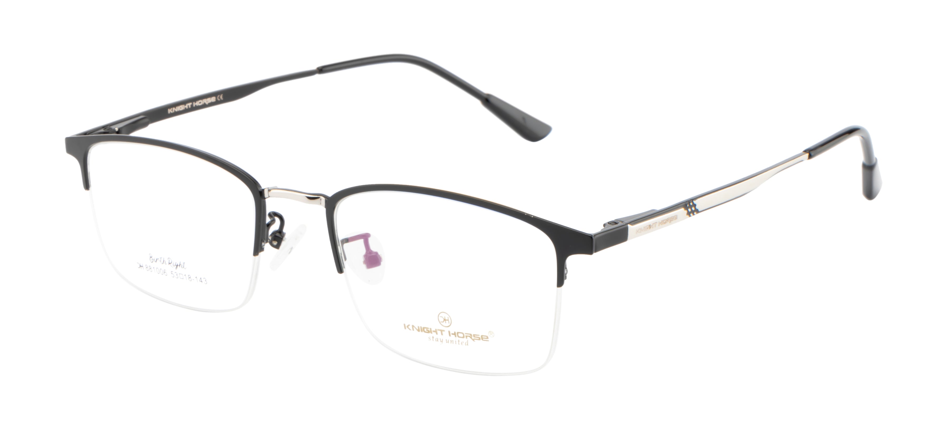 A Rectangular-Shaped Eyewear Metal Frame In Black Color