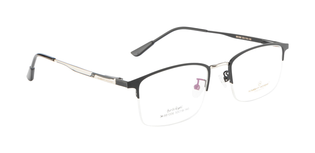 A Rectangular-Shaped Eyewear Metal Frame In Black Color
