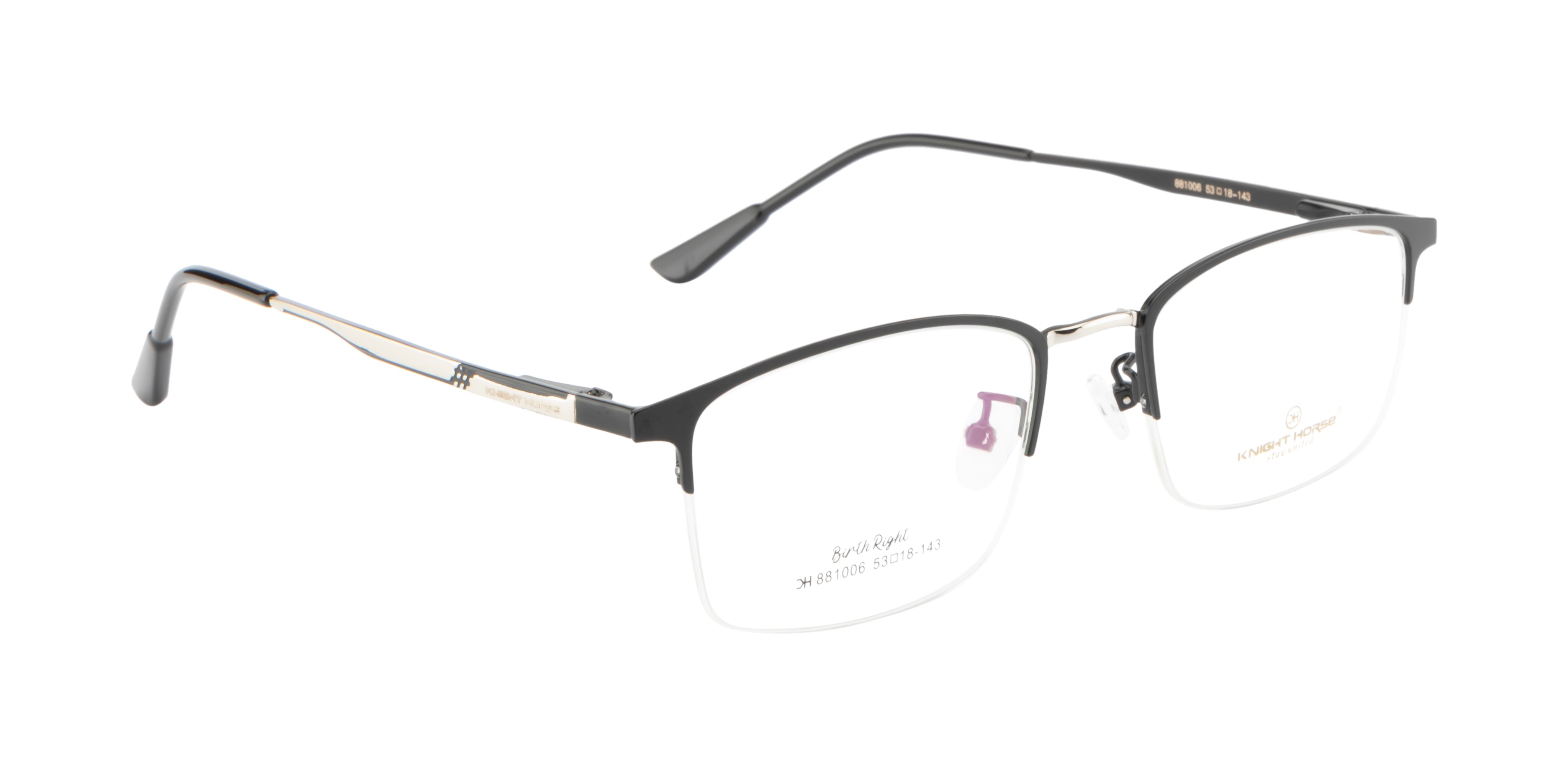 A Rectangular-Shaped Eyewear Metal Frame In Black Color