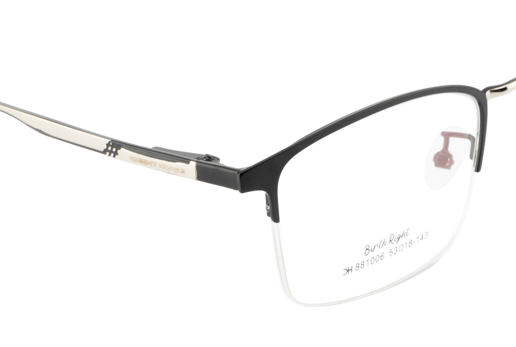 A Rectangular-Shaped Eyewear Metal Frame In Black Color