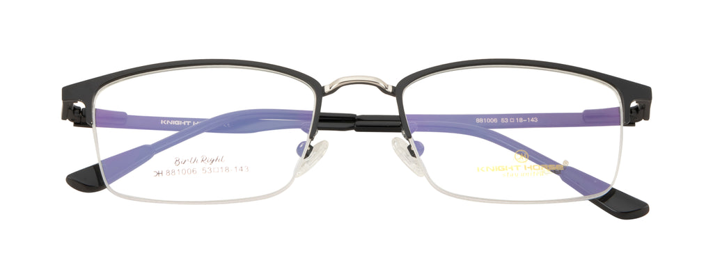 A Rectangular-Shaped Eyewear Metal Frame In Black Color