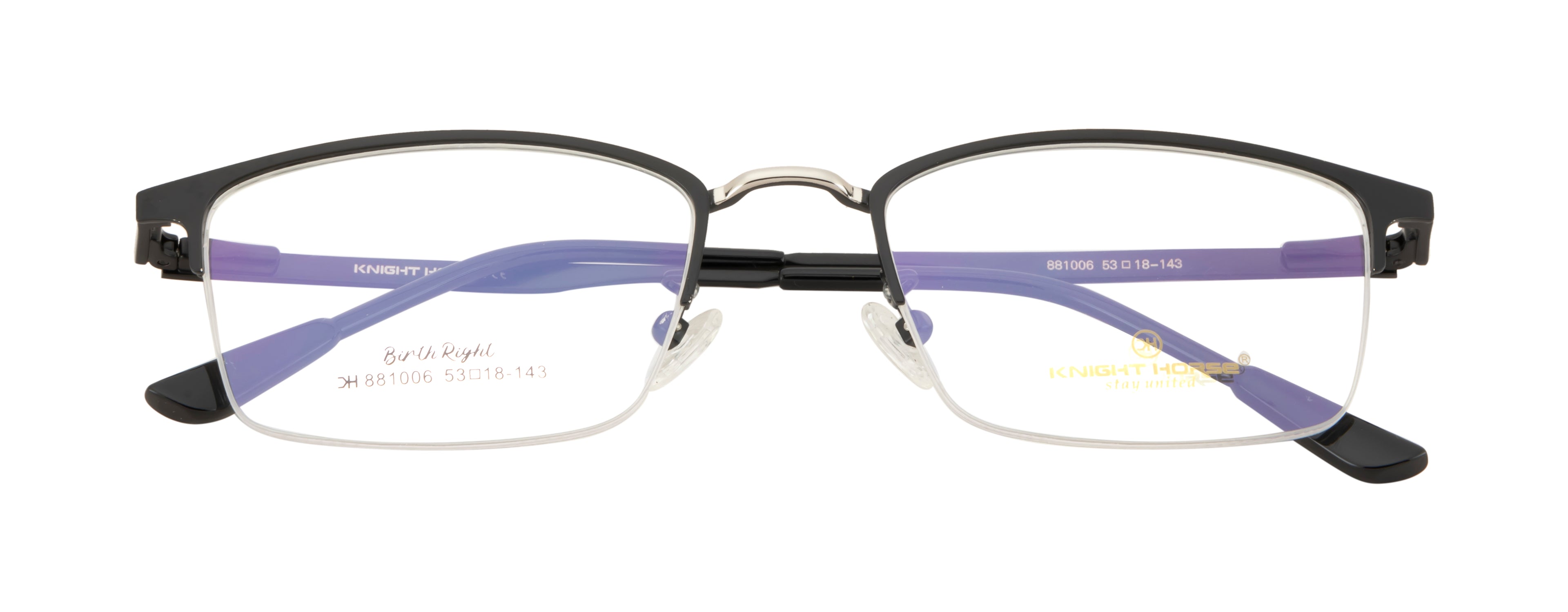 A Rectangular-Shaped Eyewear Metal Frame In Black Color