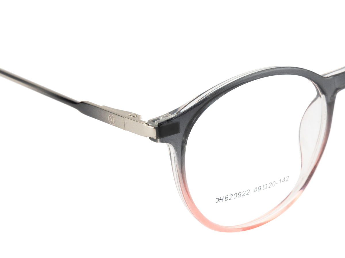 Black & Pink Round Tr Frame With Silver Metal Accent