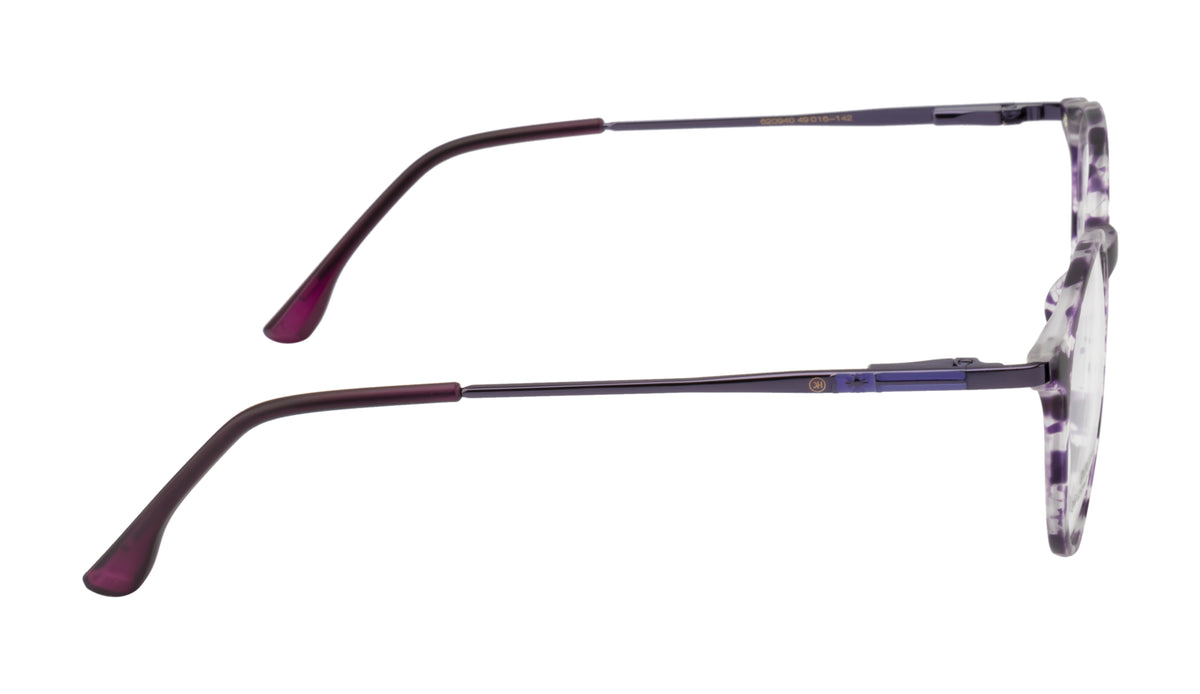 Round Eyewear with Metal Sides and Spring Hinges | Purple