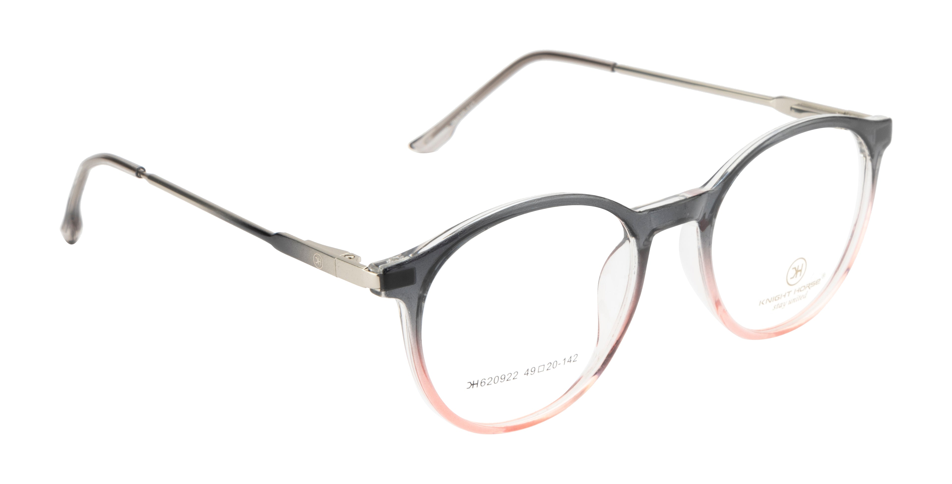 Black & Pink Round Tr Frame With Silver Metal Accent