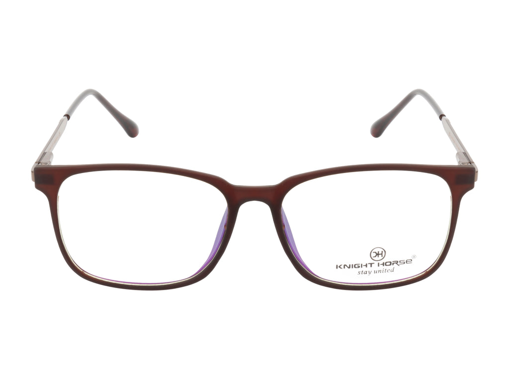 Elegant Maroon Rectangle Eyewear with Metal Sides & Comfortable Springs