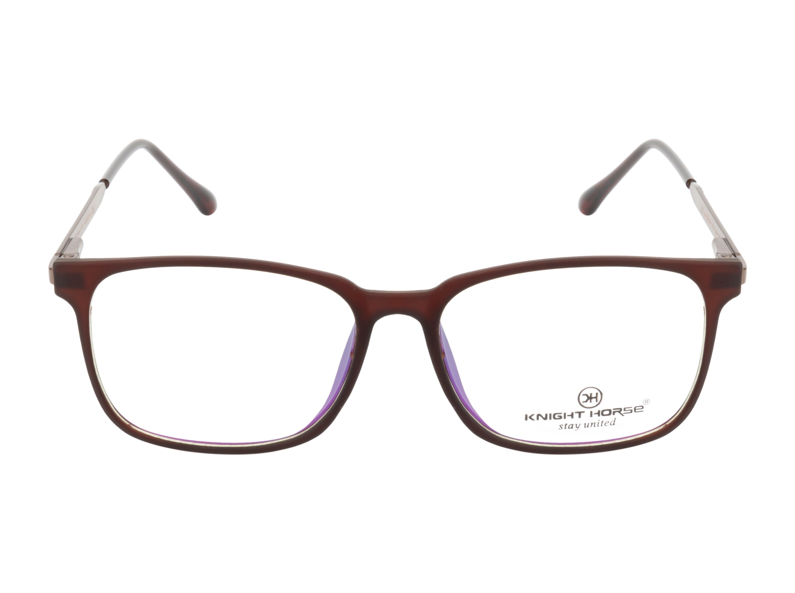 Elegant Maroon Rectangle Eyewear with Metal Sides & Comfortable Springs