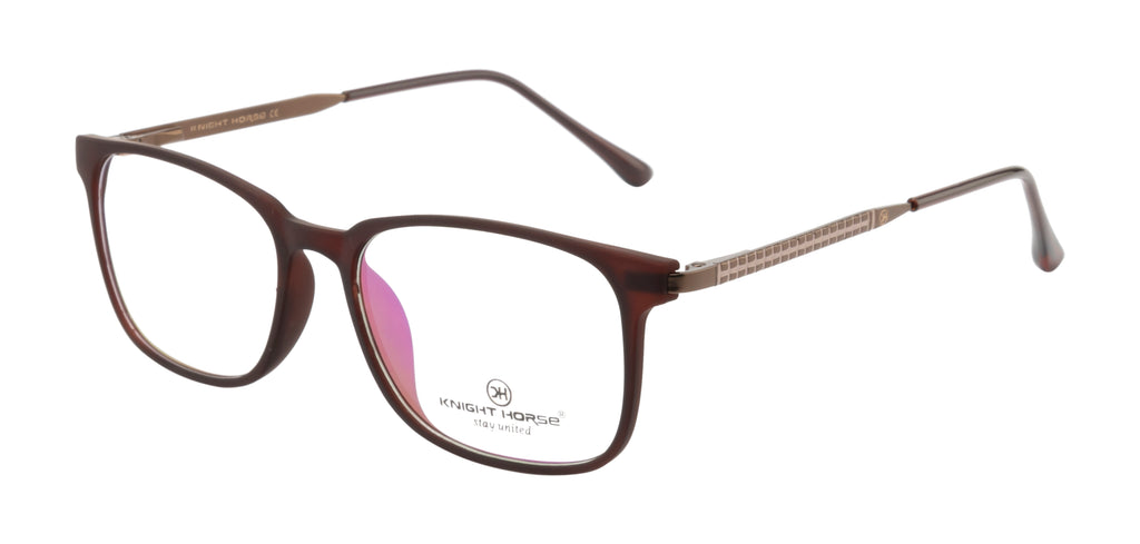 Elegant Maroon Rectangle Eyewear with Metal Sides & Comfortable Springs