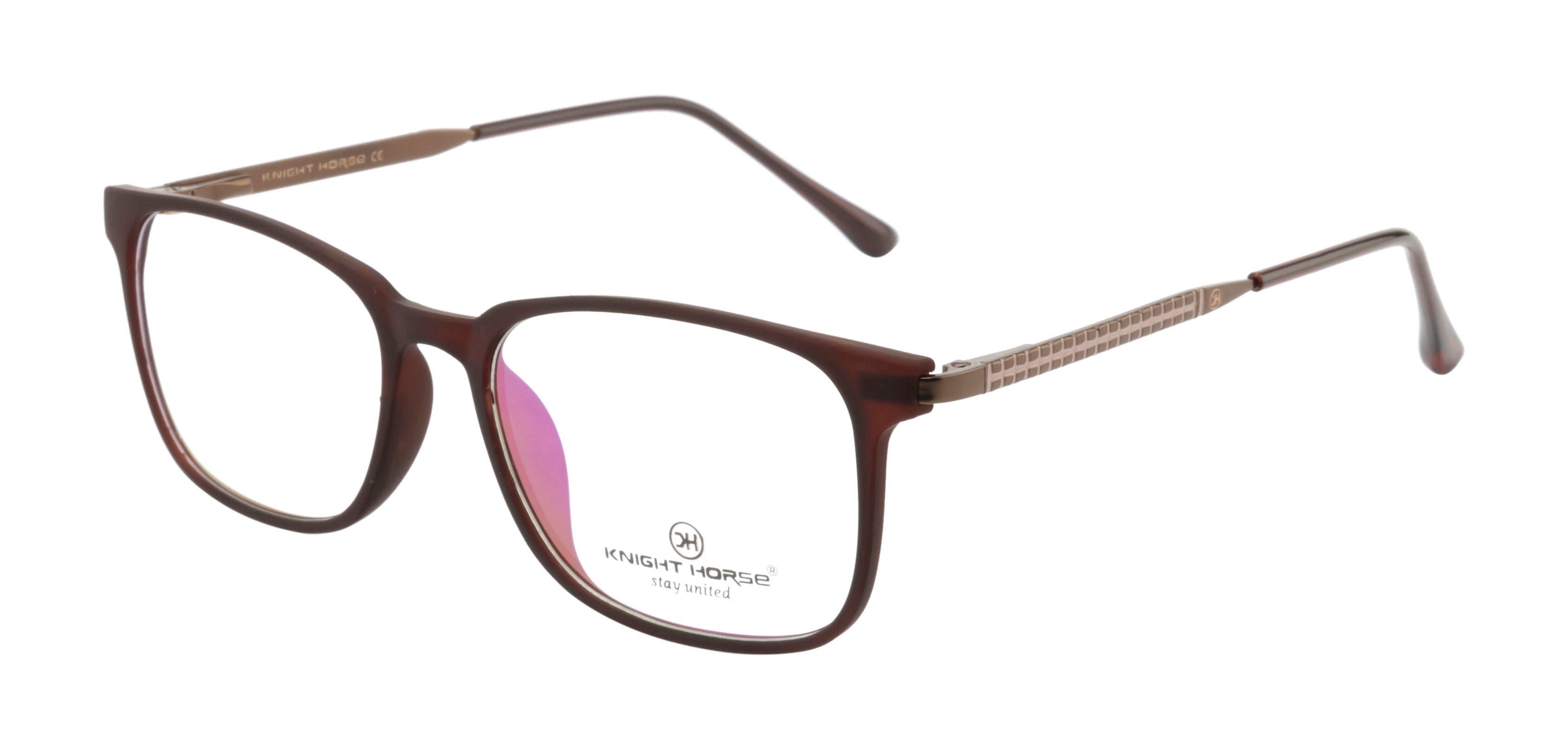 Elegant Maroon Rectangle Eyewear with Metal Sides & Comfortable Springs