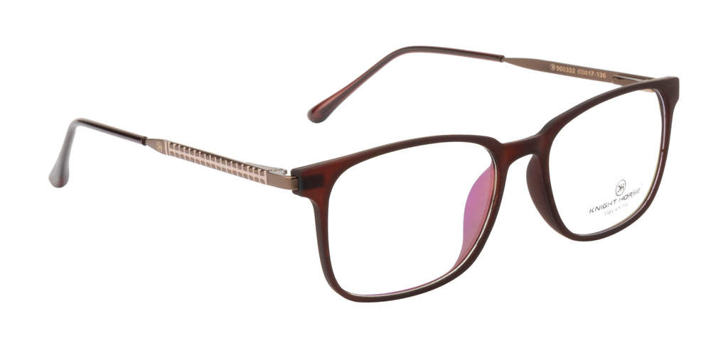 Elegant Maroon Rectangle Eyewear with Metal Sides & Comfortable Springs