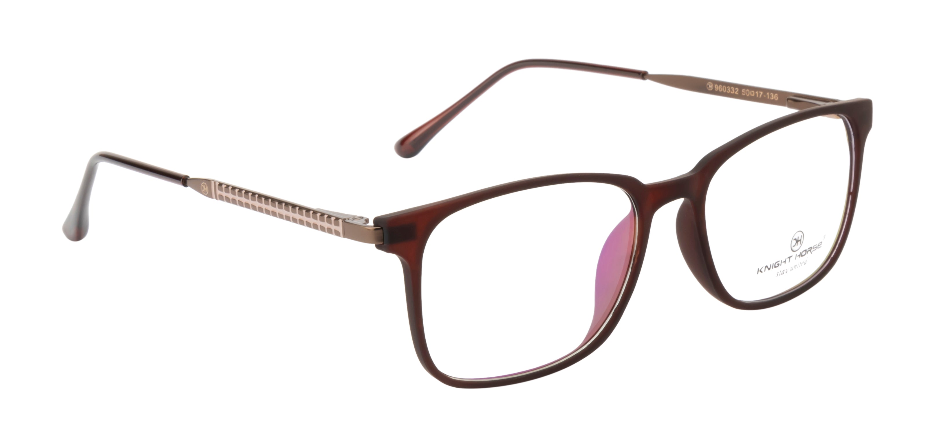Elegant Maroon Rectangle Eyewear with Metal Sides & Comfortable Springs