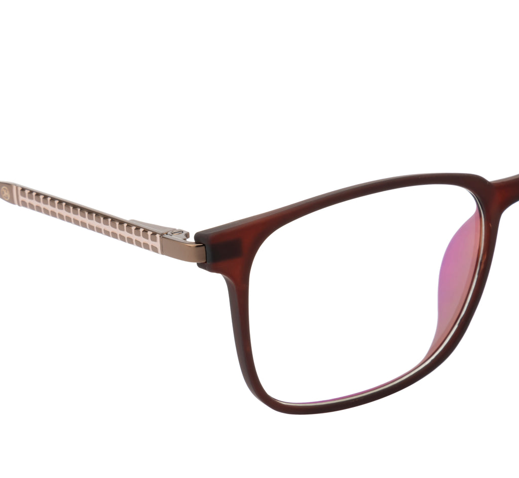 Elegant Maroon Rectangle Eyewear with Metal Sides & Comfortable Springs