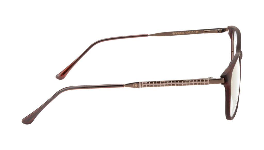 Elegant Maroon Rectangle Eyewear with Metal Sides & Comfortable Springs