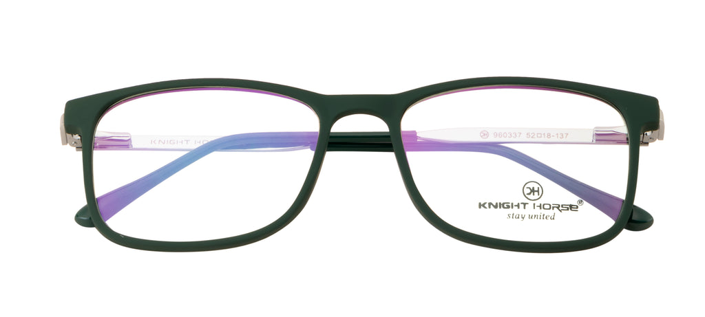 EmeraldEdge : Dark Green TR90 & Metal Eyewear with Spring Hinges