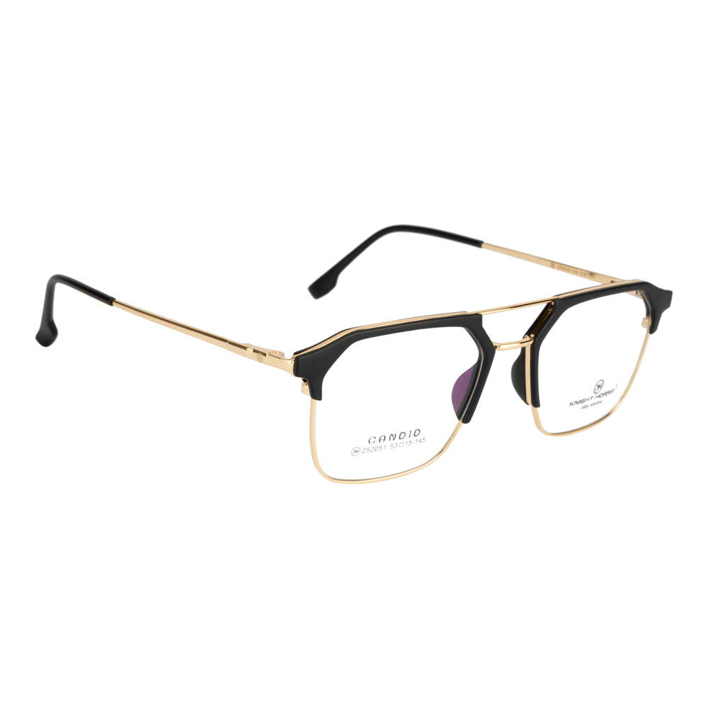 Knight Horse Gold-Black Square Eyeglass Frame with Double Bridge