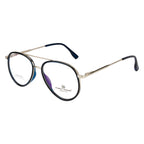 Knight Horse Dual-Bridge Aviator Optical Frame – Silver & Blue