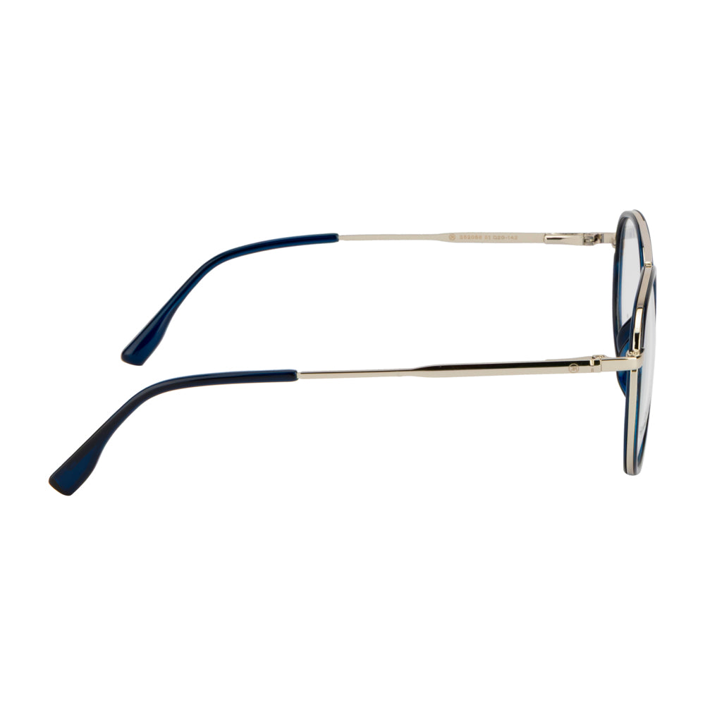 Knight Horse Dual-Bridge Aviator Optical Frame – Silver & Blue