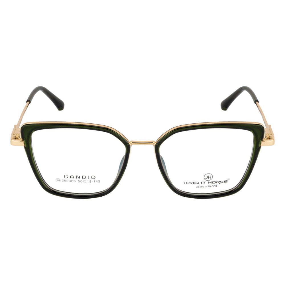 Knight Horse Gold & Green Square Eyeglass Frame with Spring Hinges