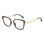 Knight Horse Gold & Green Square Eyeglass Frame with Spring Hinges