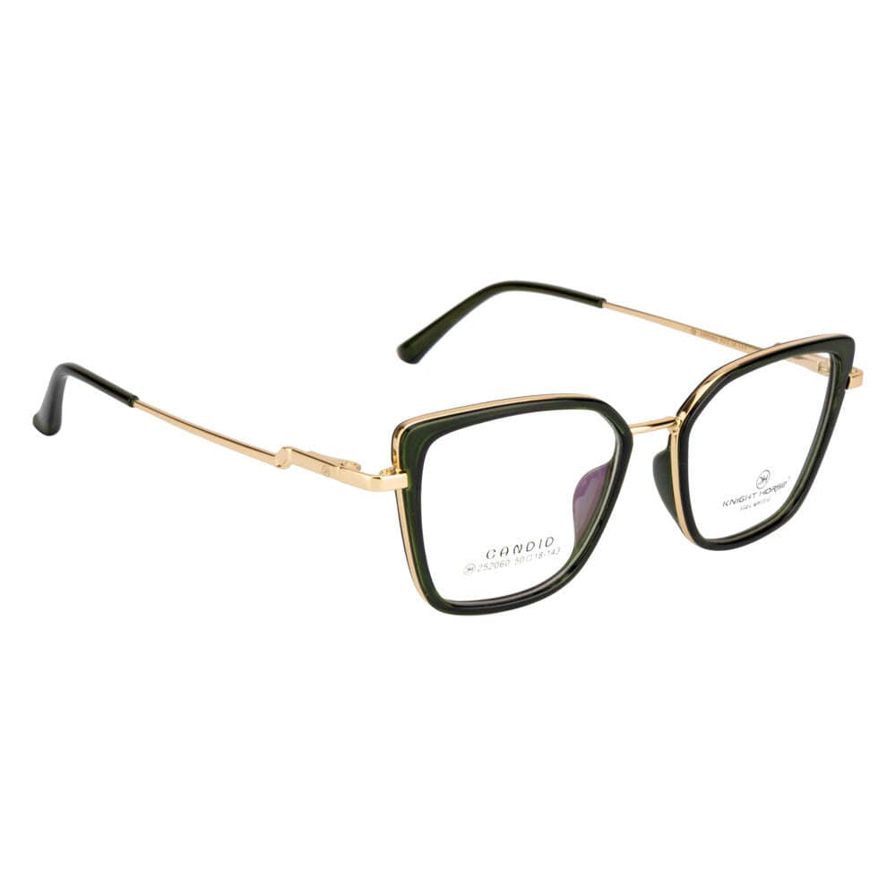 Knight Horse Gold & Green Square Eyeglass Frame with Spring Hinges