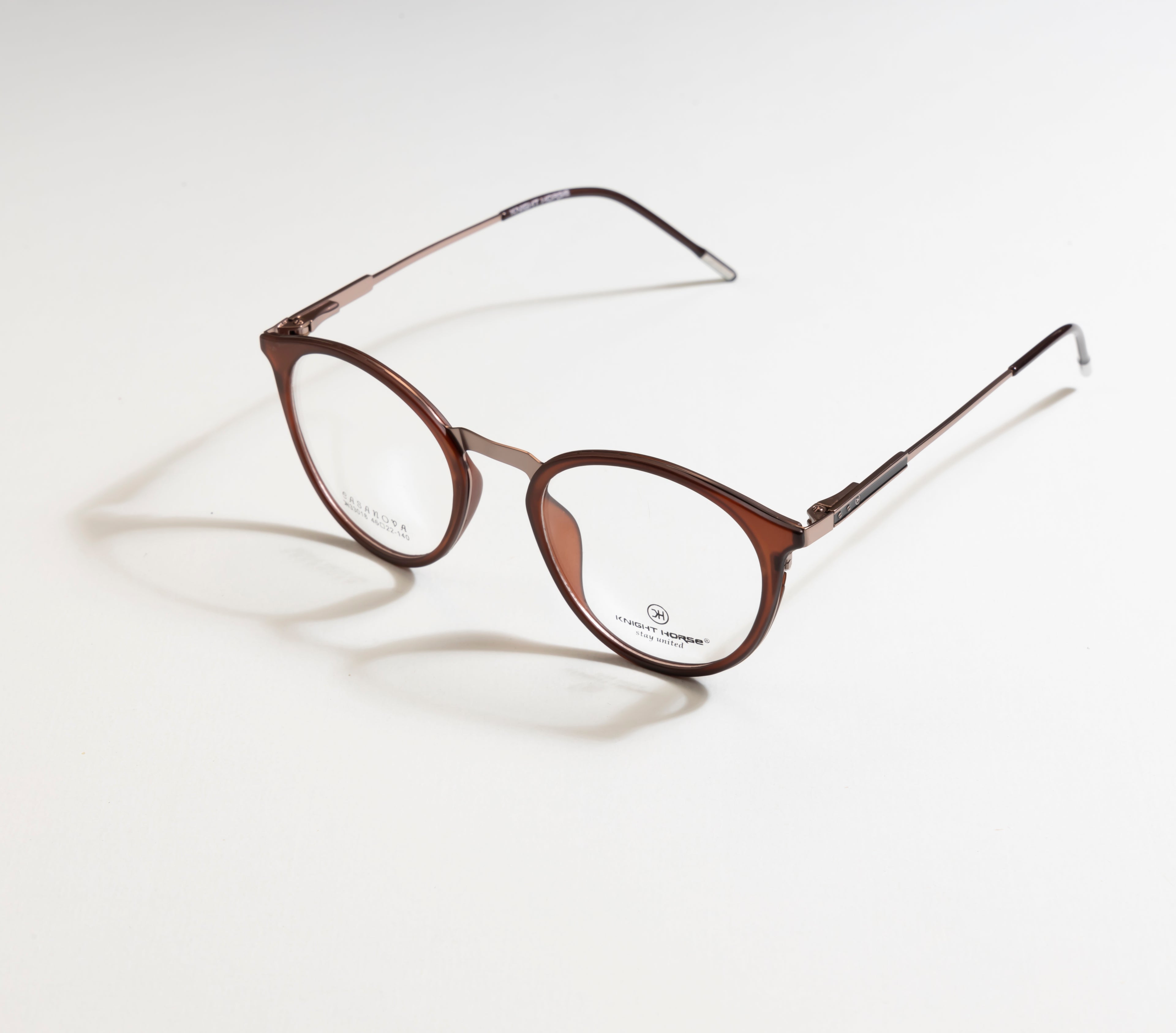 Round Brown Tr Metal Frame With Spring - Timeless Elegance Eyewear